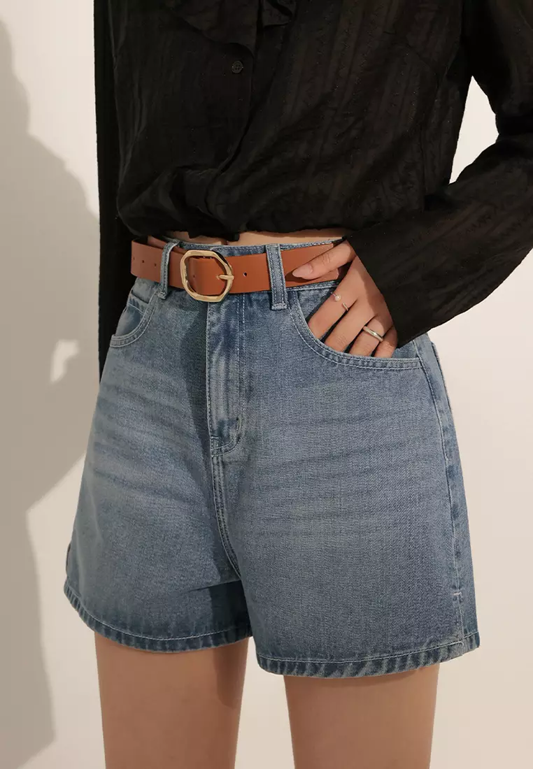 Denim Shorts With Belt