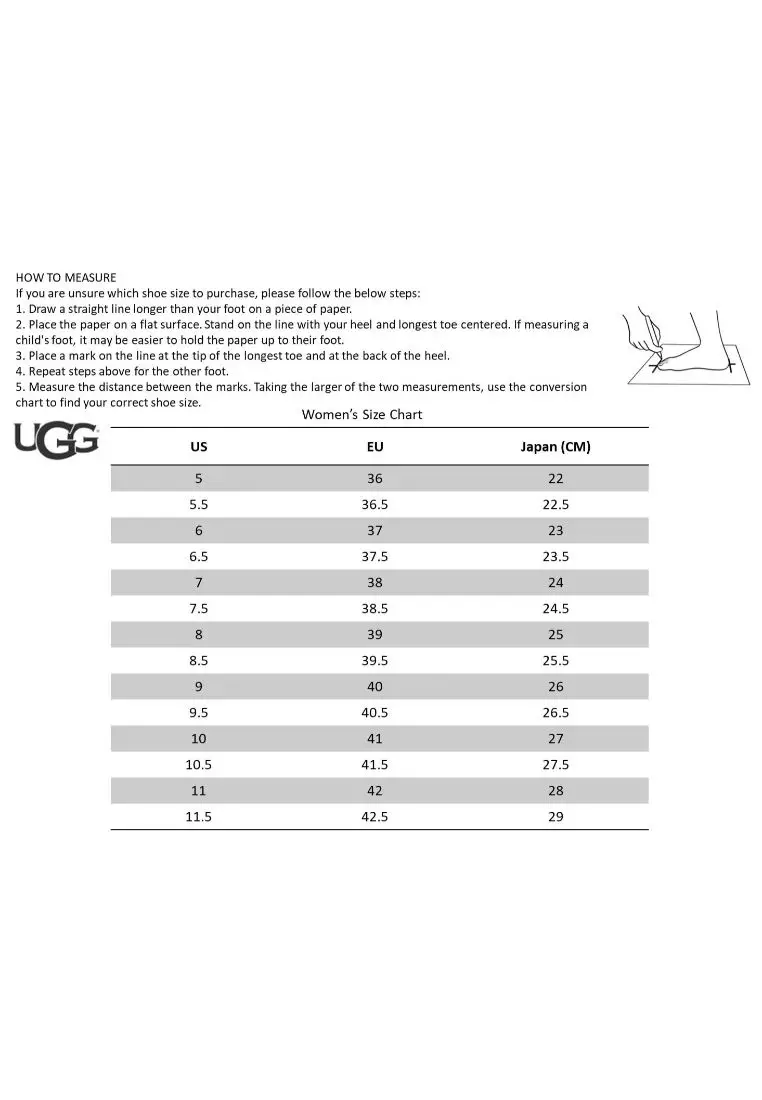 Chart Ugg Size UGG UGG DAKOTA SLIP-ON -CHESTNUT 2025 Buy UGG