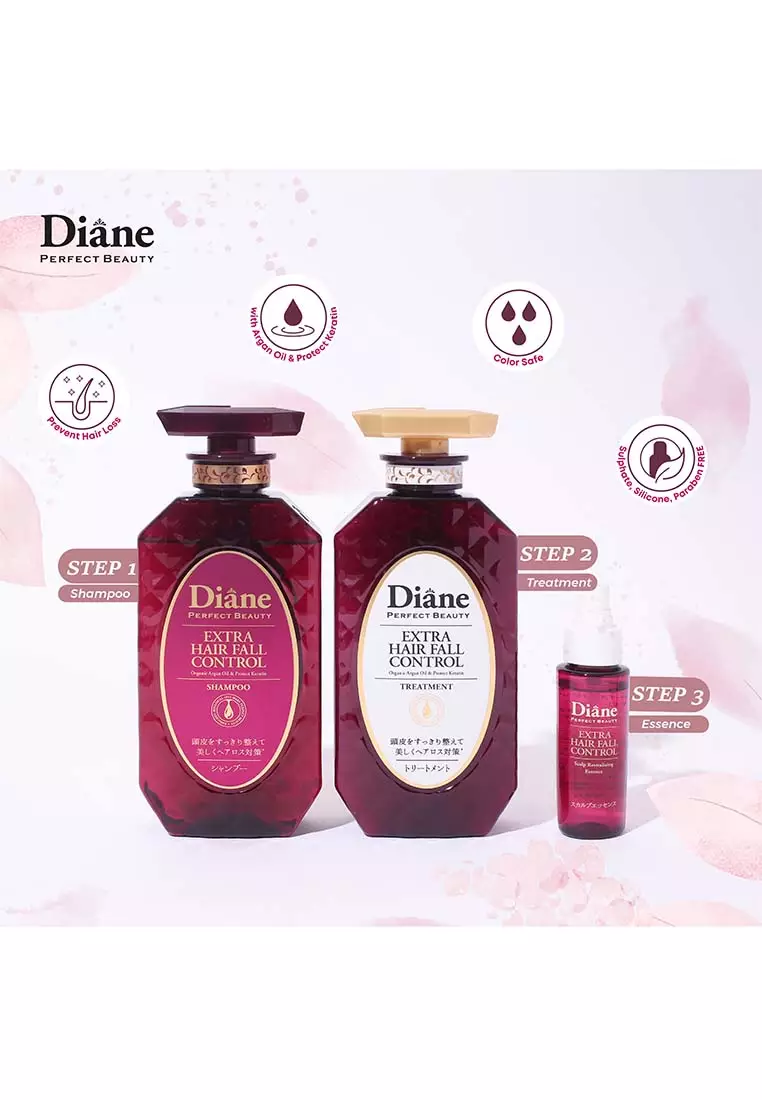 PAKET Diane EXTRA HAIR FALL CONTROL Shampoo + Treatment (Conditioner) + Essence