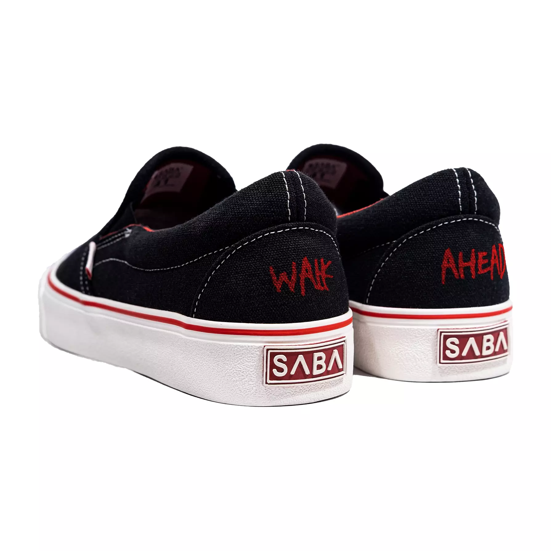 SABA Vintage Slip On Light Black Red - Sepatu pria dan wanita Original 100% VTG SL 66