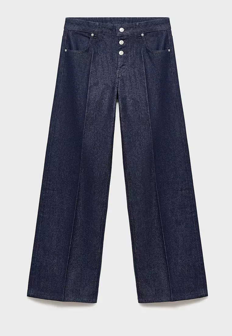Low-Rise Straight-Leg Jeans With Buttons