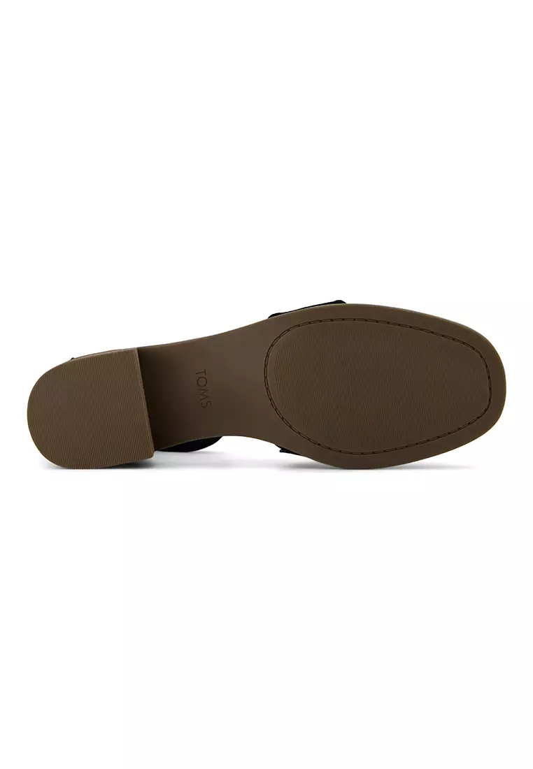 TOMS Women Jaclyn Fisherman Black Kid Suede Heels