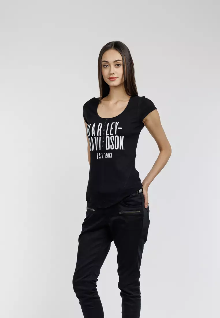 Harley-Davidson Cali Henley Knit Top