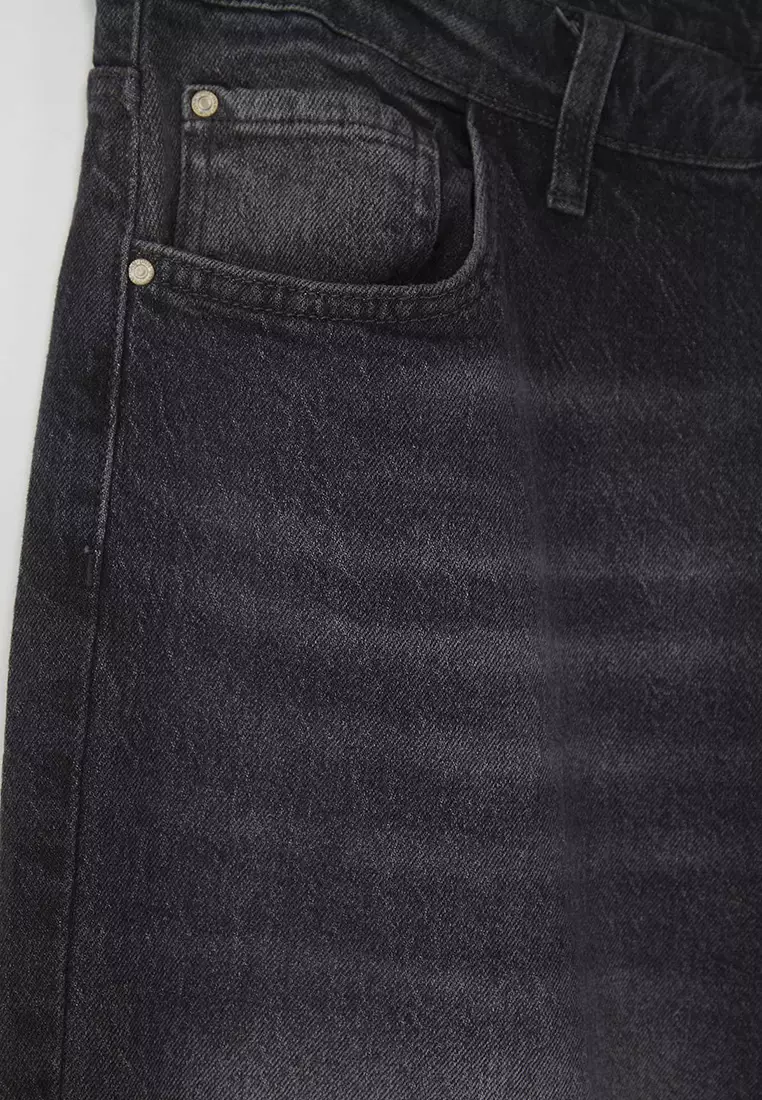 Anthracite High Waist Wide Leg Plus Size Wide Leg Jeans Tbbaw23Cj00020