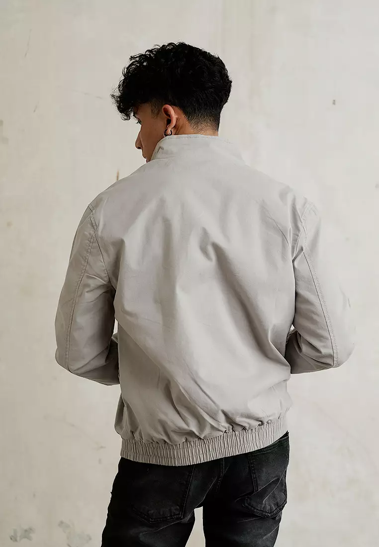 Jacket Premium Zipper Stretch Twill Light Grey Oxcon