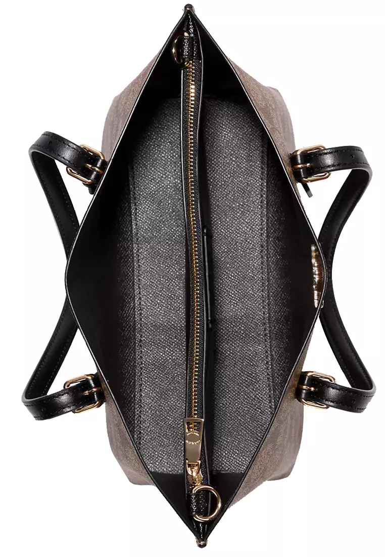 Mollie Tote Bag 25 In Signature Canvas in Khaki/ Black C4250