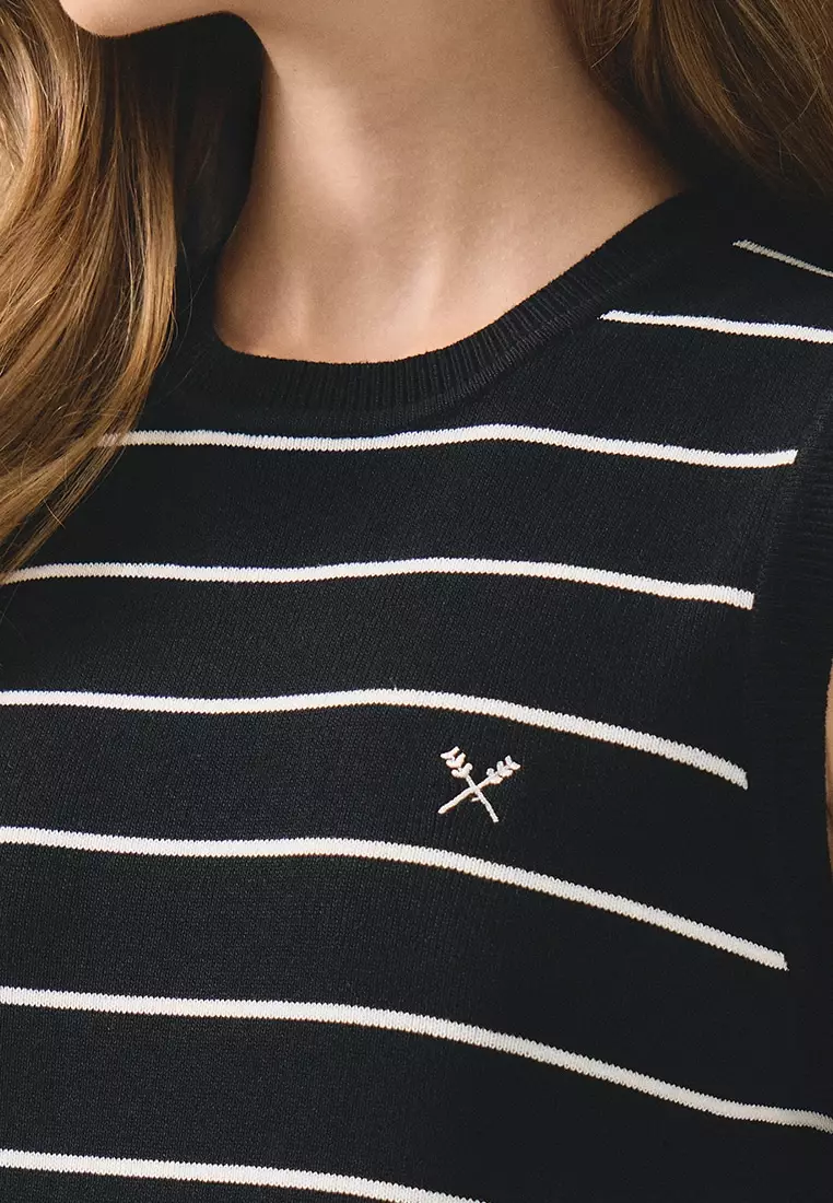 Striped Sleeveless Knit Top