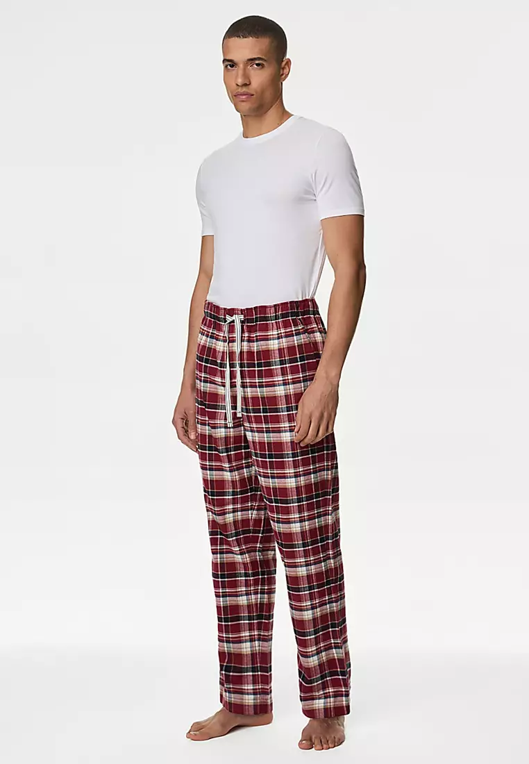 Pure Cotton Checked Pyjama Bottoms