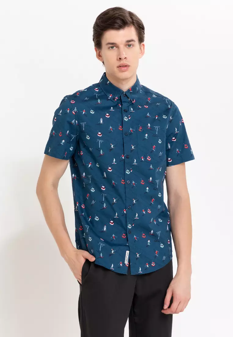 ShortSleeve Poplin AOP Skiers