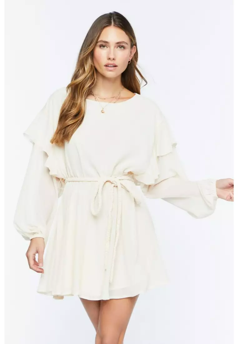 Buy FOREVER 21 Chiffon Belted Flounce Mini Dress 2024 Online