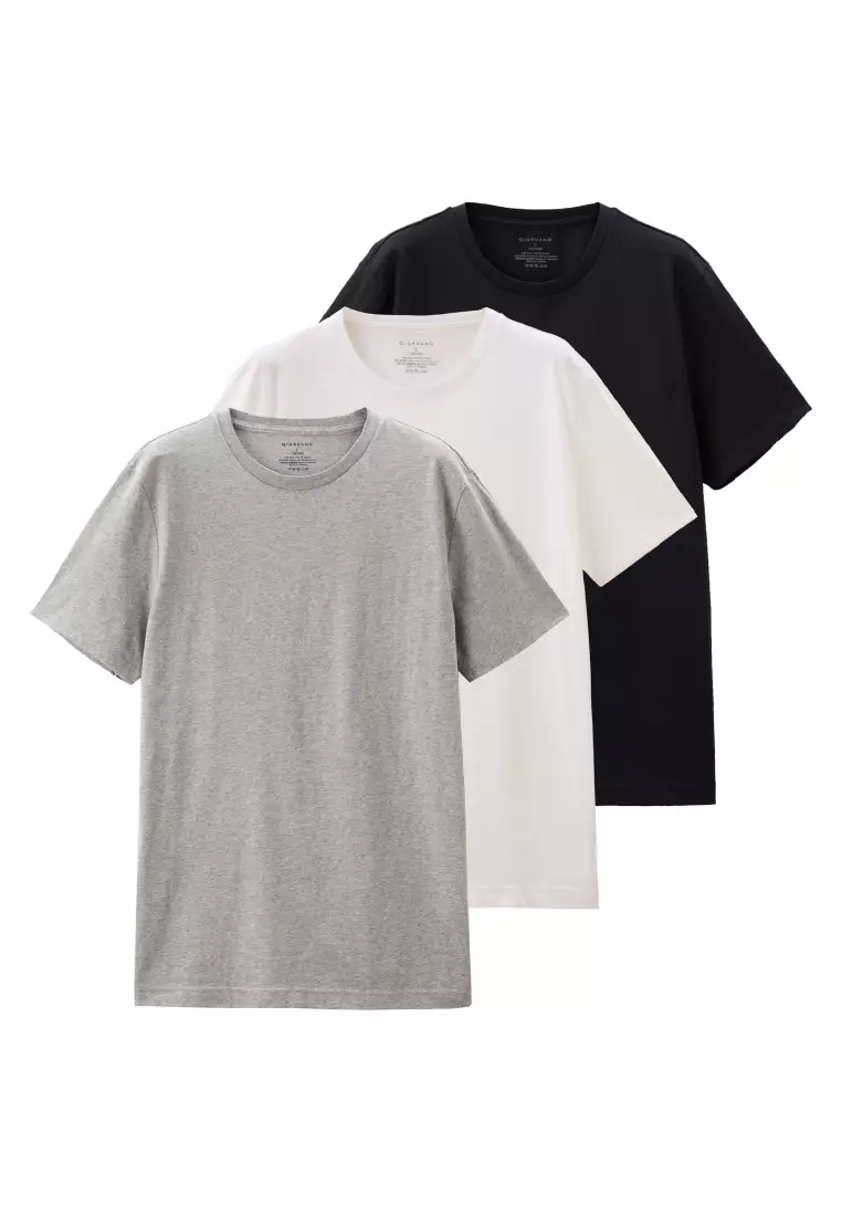 Buy GIORDANO Solid Crewneck Basic Tees (3packs) 01245504 Online