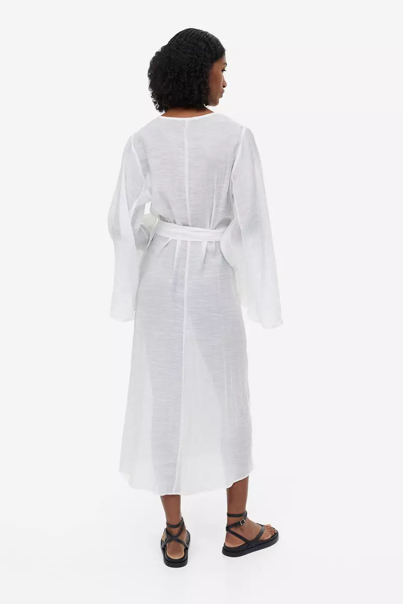 strappy long dress Satin Strappy Maxi Dress with Floral Streamers - White 8