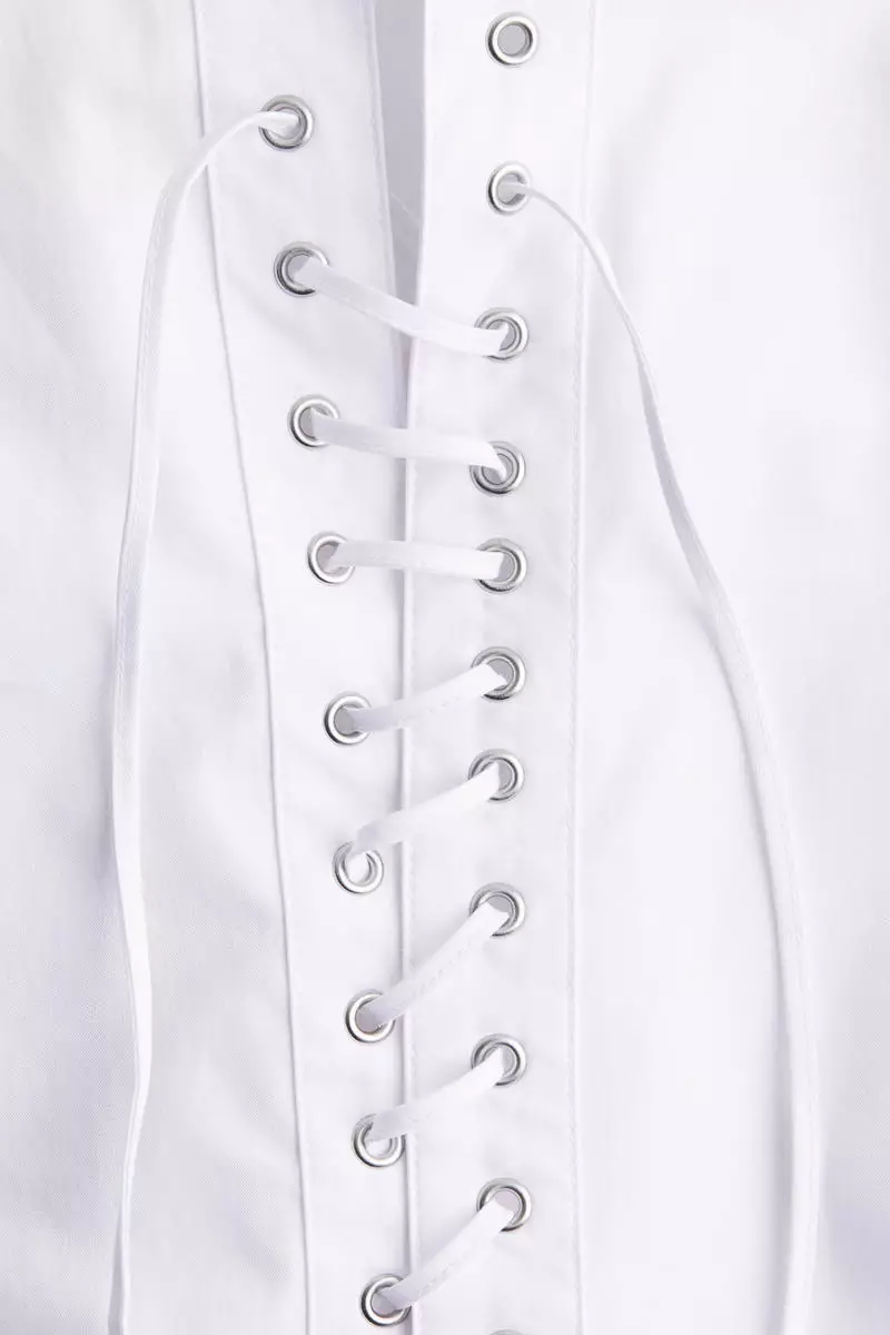 Lacing-front cotton shirt