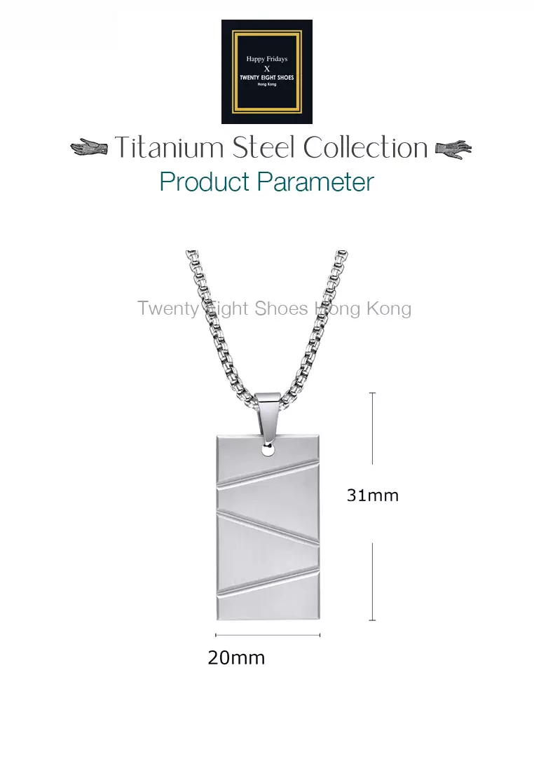 Titanium Steel Rectangle Bar Pendant Necklace JW QX-1927