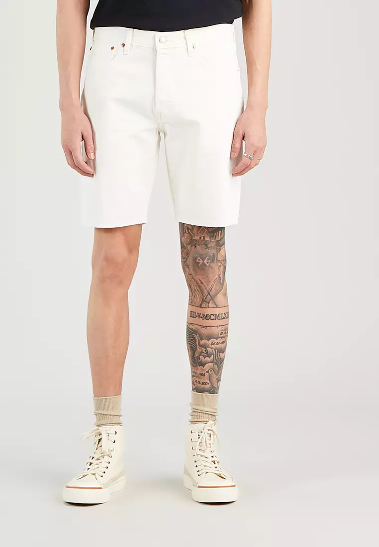 Mens white best sale levi shorts