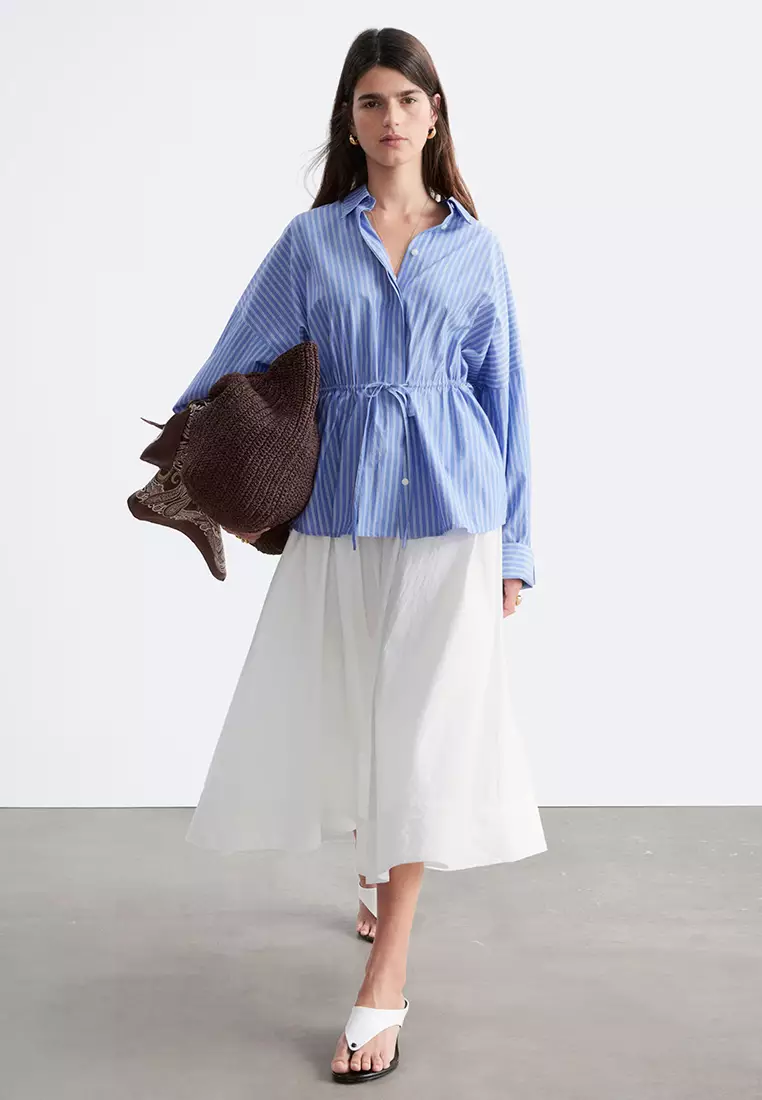 Cotton Poplin Drawstring Shirt