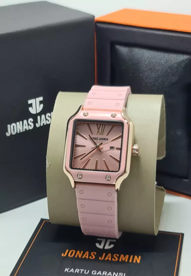 Jonas Jasmin - Jam Tangan Analog Wanita - Rosegold - Pink Rubber Strap - JJ-2221L-E