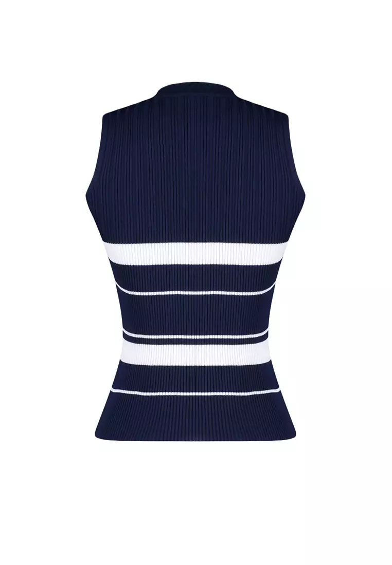 Striped Sleeveless Knit Top