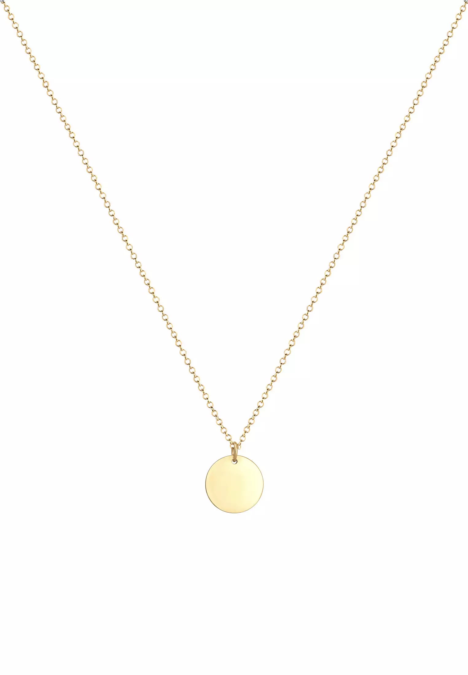 Necklace Plate Pendant Basic Round Gold Plated