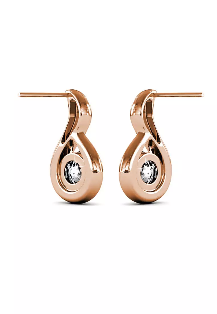 Her Jewellery Wavvy Earrings (Rose Gold) - Luxury Crystal Embellishments plated with 18K Gold