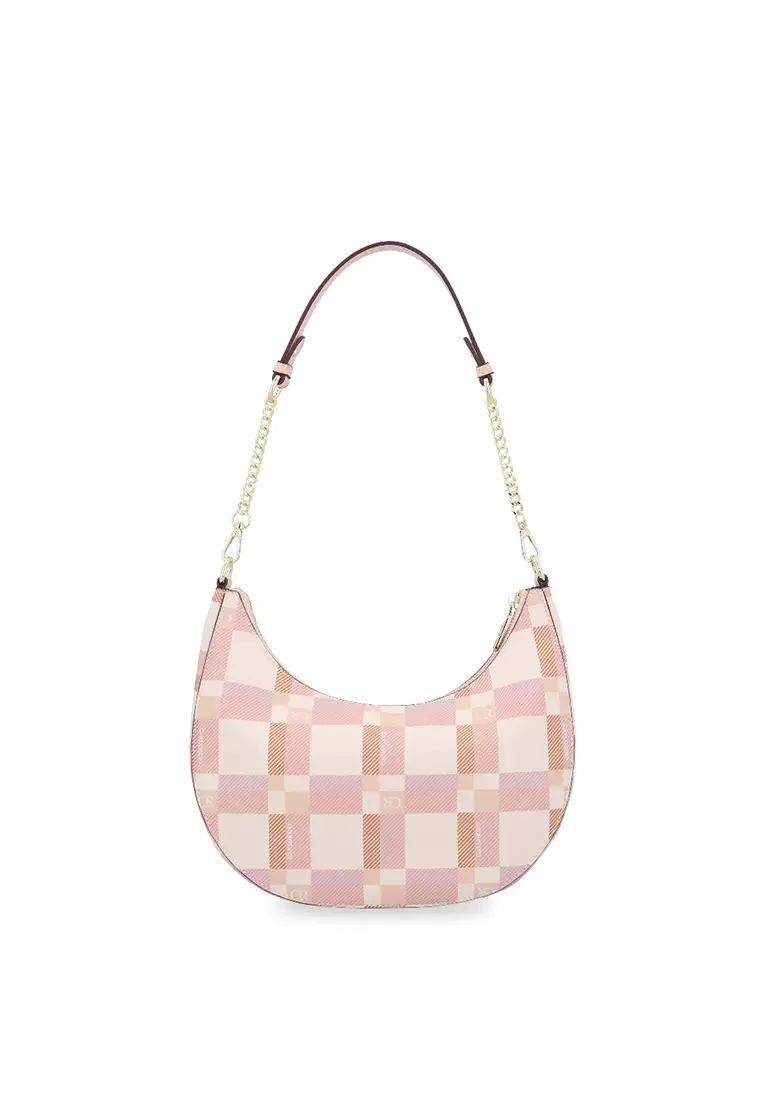 CR Dainty Check Tote Bag M - Peach