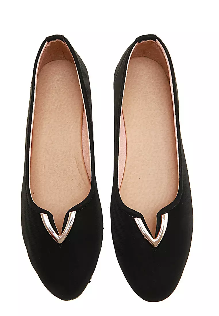 Yuna Flatshoes Woman Design Casual Sepatu Wanita Premium Quality - Black