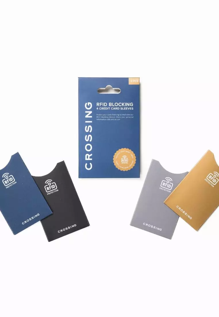 Crossing RFID Blocking Credit Card Sleeves Set Of 4 - Assorted