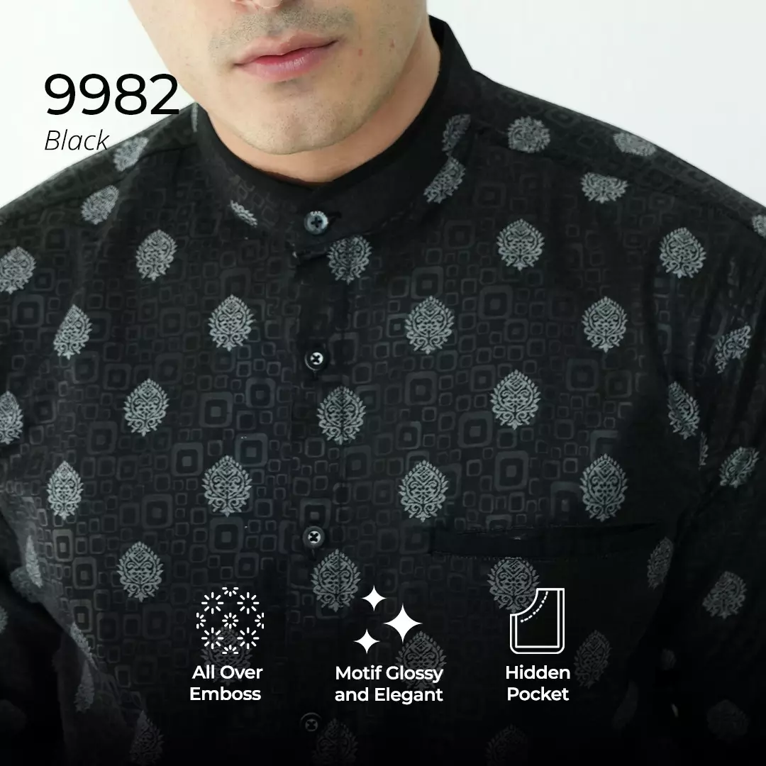 Casella Baju Koko Pria Lengan Panjang | Baju Koko Batik Syam 9983 Black