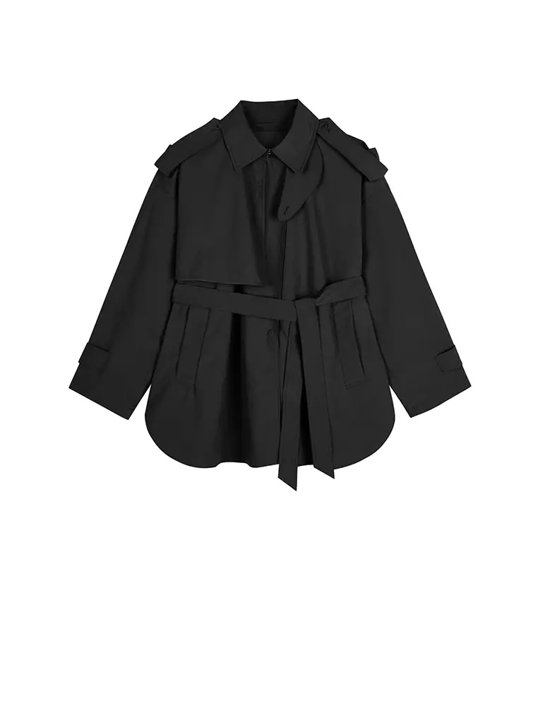 宽松长袖短款风衣