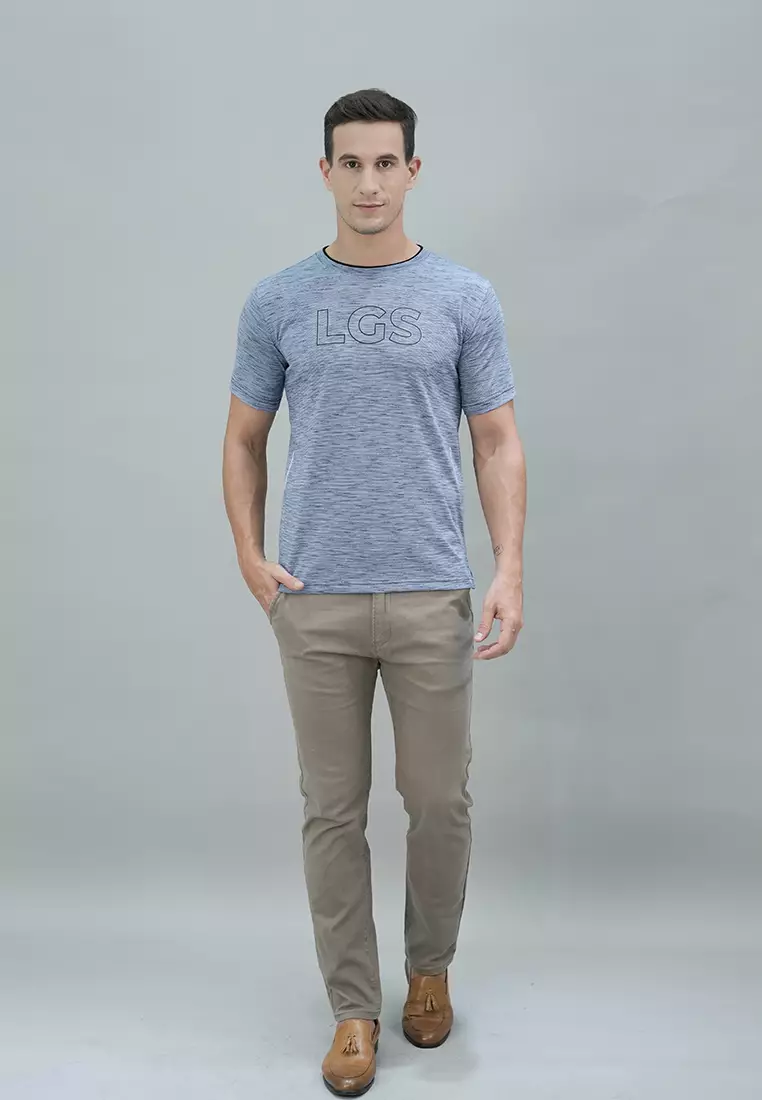 LGS - Kaos Casual Pria - Lengan Pendek - Biru Muda - Gambar Sablon - JTS.323.S3190F.01.C