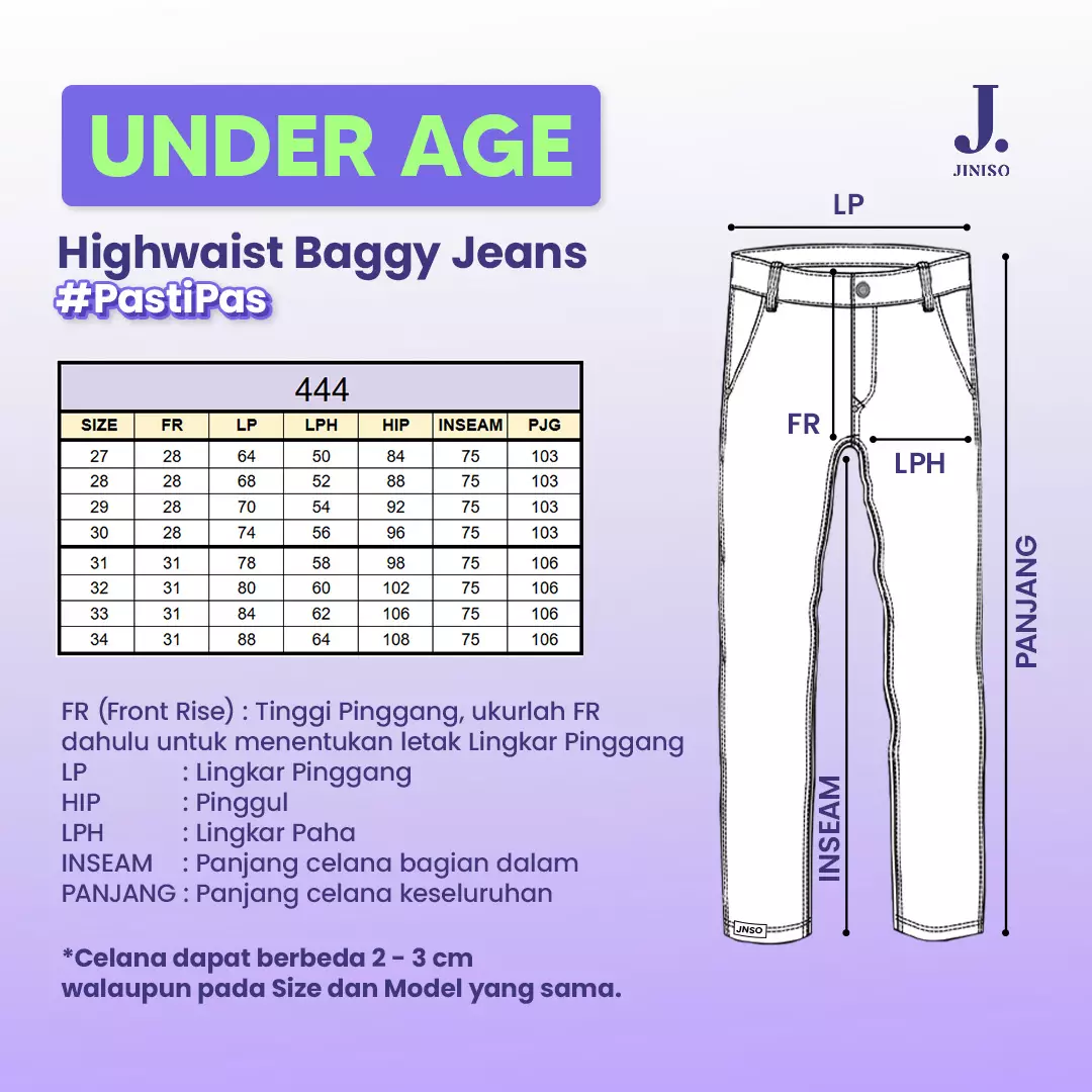 Highwaist Adjustable Baggy Jeans 444 UNDER AGE
