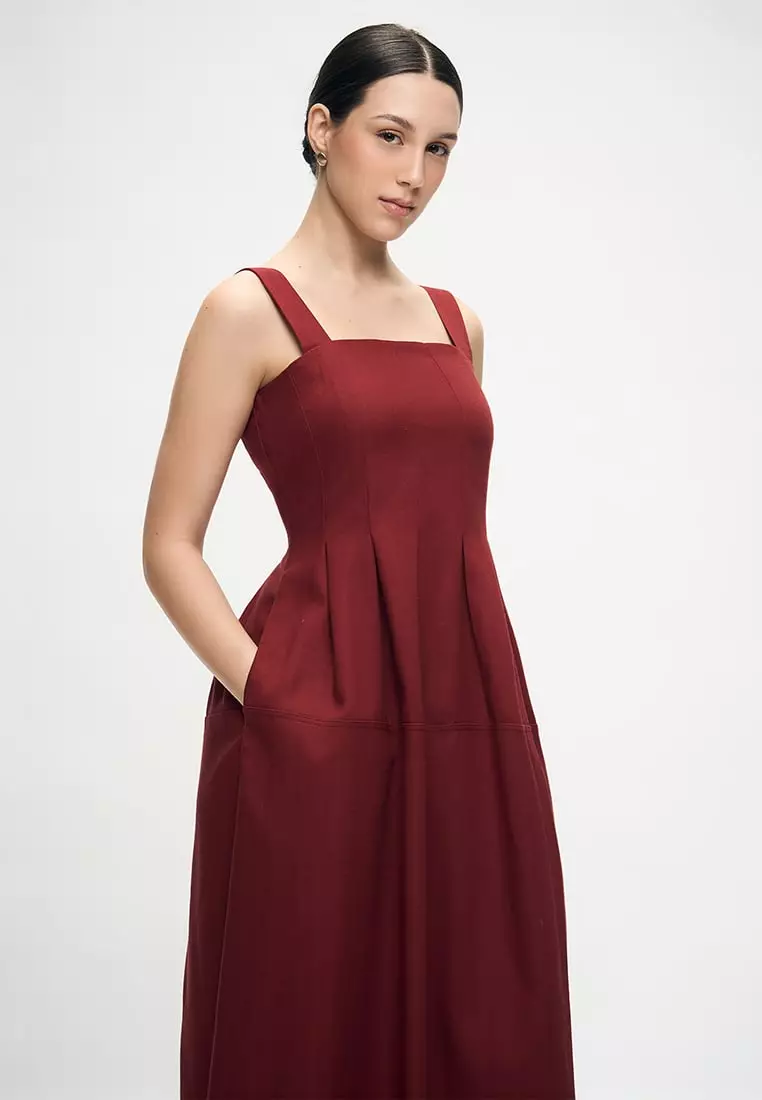 Women's Pleated Waist A-Line Dress