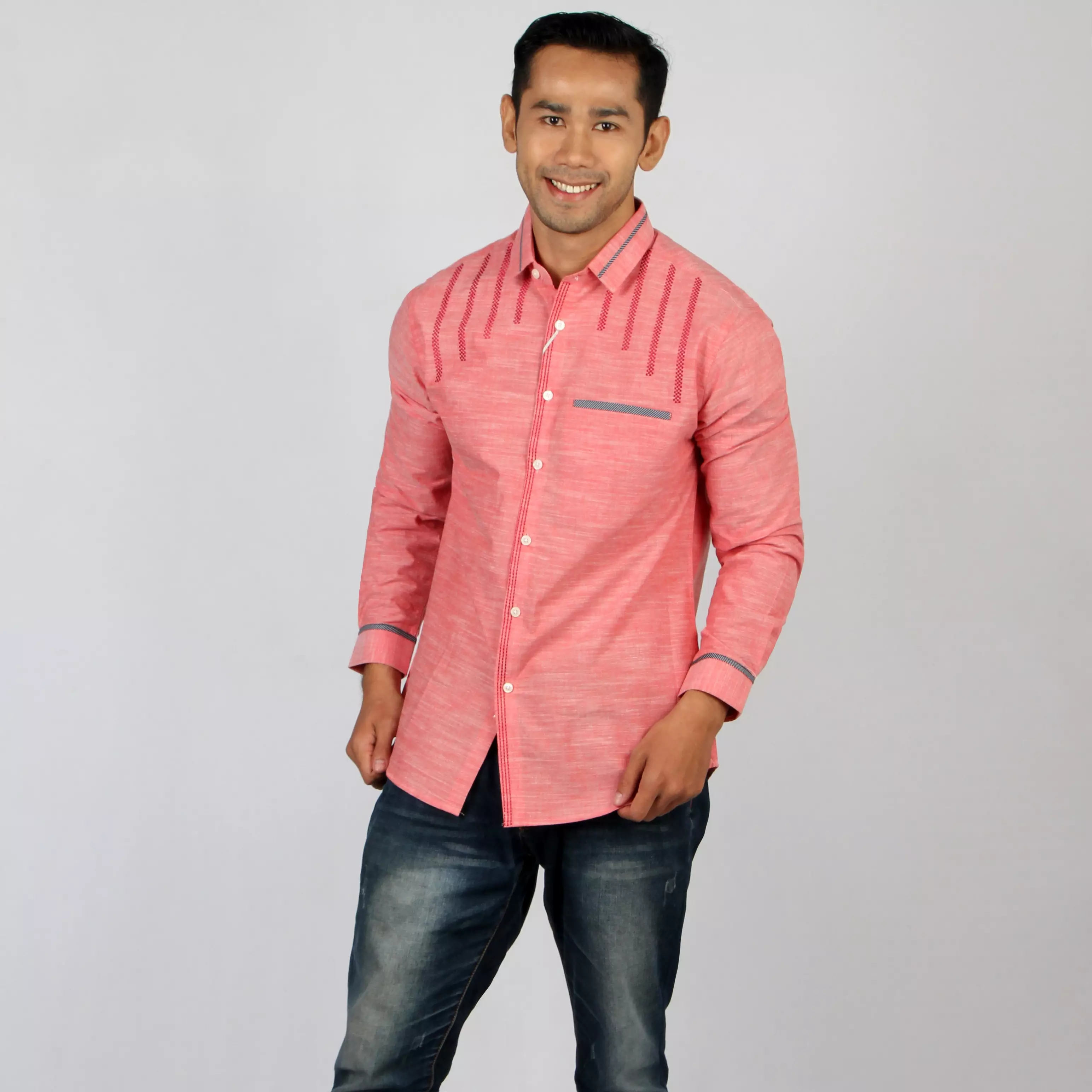 Simple Perfect Kemeja Pria Lengan Panjang Exclusive Premium Orange 7694