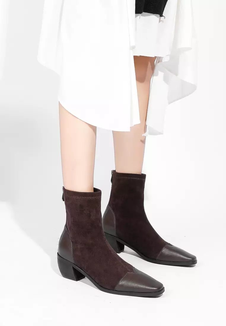 Suede Fabric Stitched Chelsea Boots TE8159-7