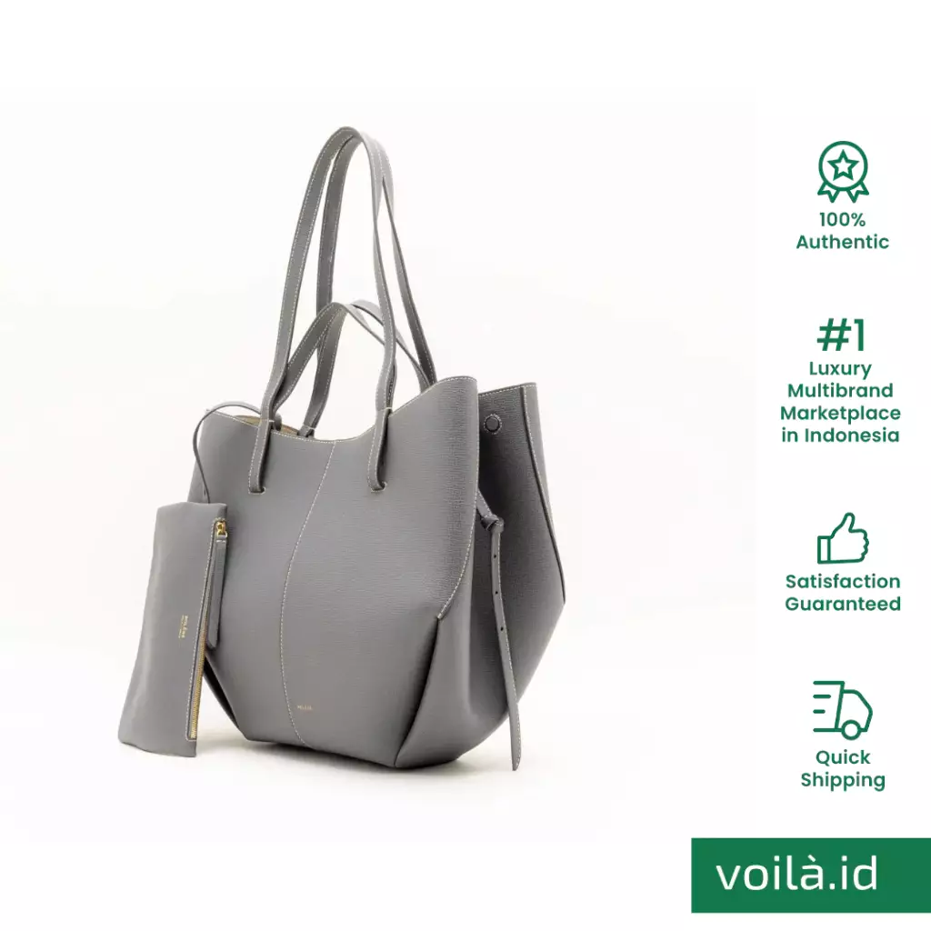 Cyme Shopping Bag Grained Leather Galet