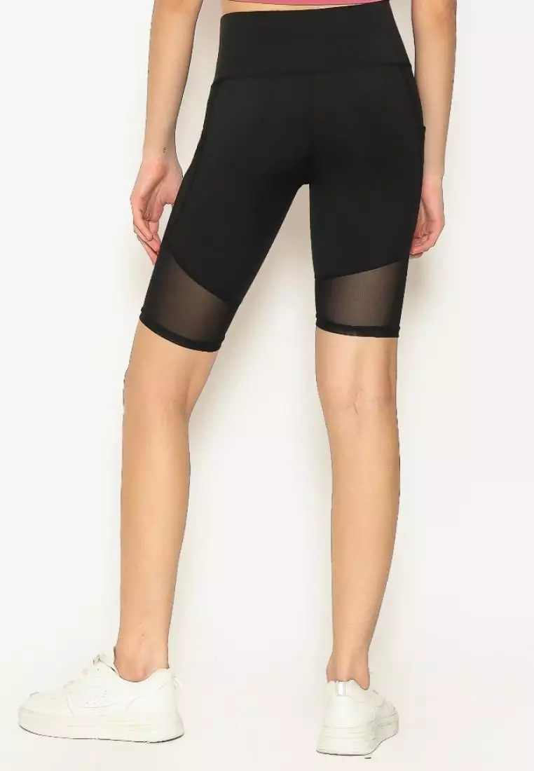 Fitwear - Celana / Legging Pendek Olahraga MARGO DRYFIT KNEE MESH - BLACK