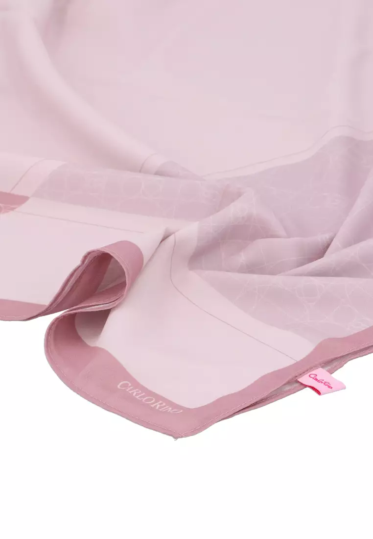 Pink Geometric Square Chiffon Scarf