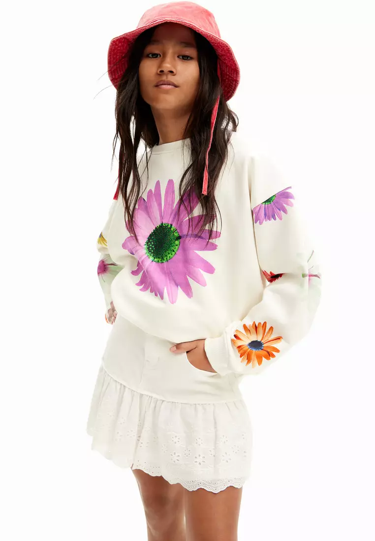 Desigual Felpa Con Cappuccio Per Bambine E Ragazze – Regular Fit, Manica Lunga, Dettagli Sfrangiati E Mix Di Tessuti
