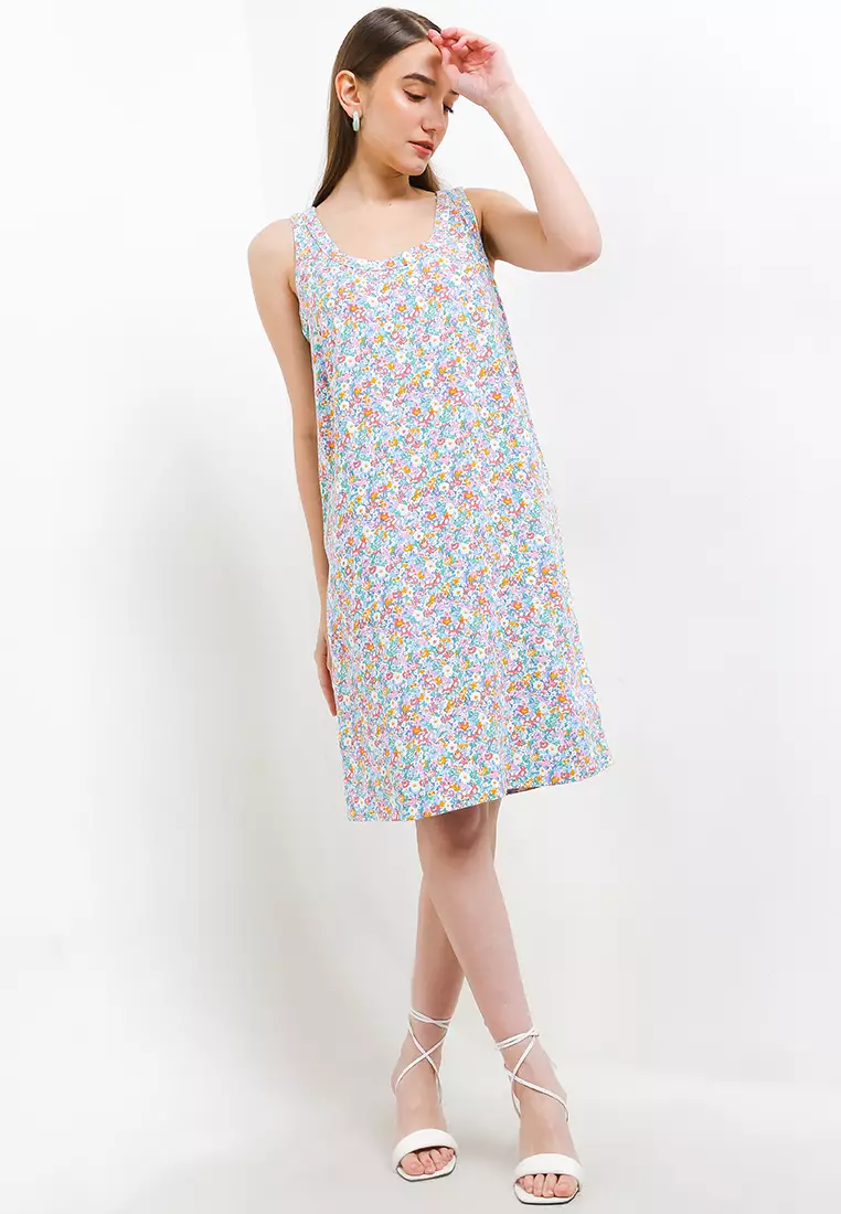 Ditsy Floral Linen Shift Dress