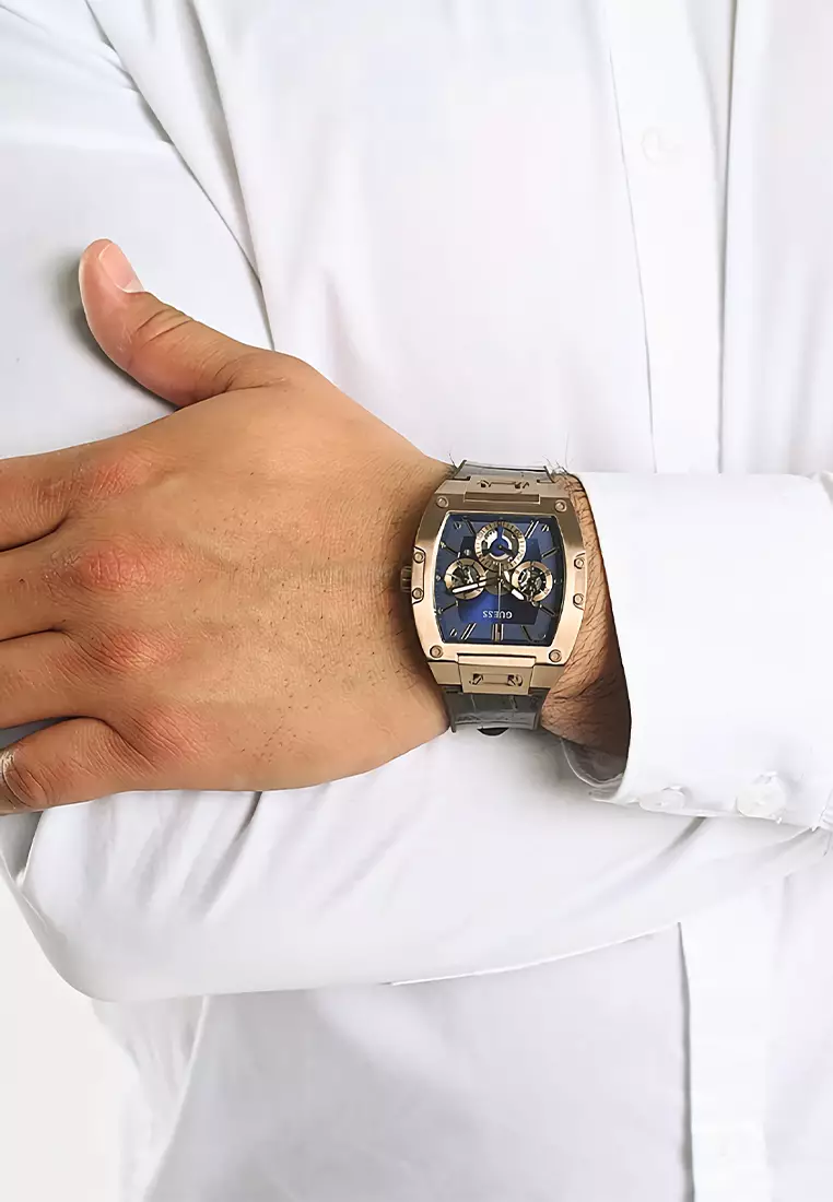 Guess GW0202G2 - Jam Tangan Pria - Coffee Case - Brown Leather Strap