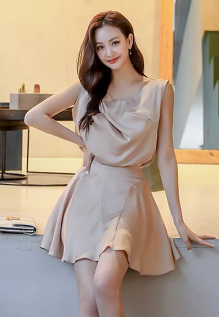 2025 S/S Light Luxury Elegant Wrinkle Flounce Two-Piece Dress A23021422