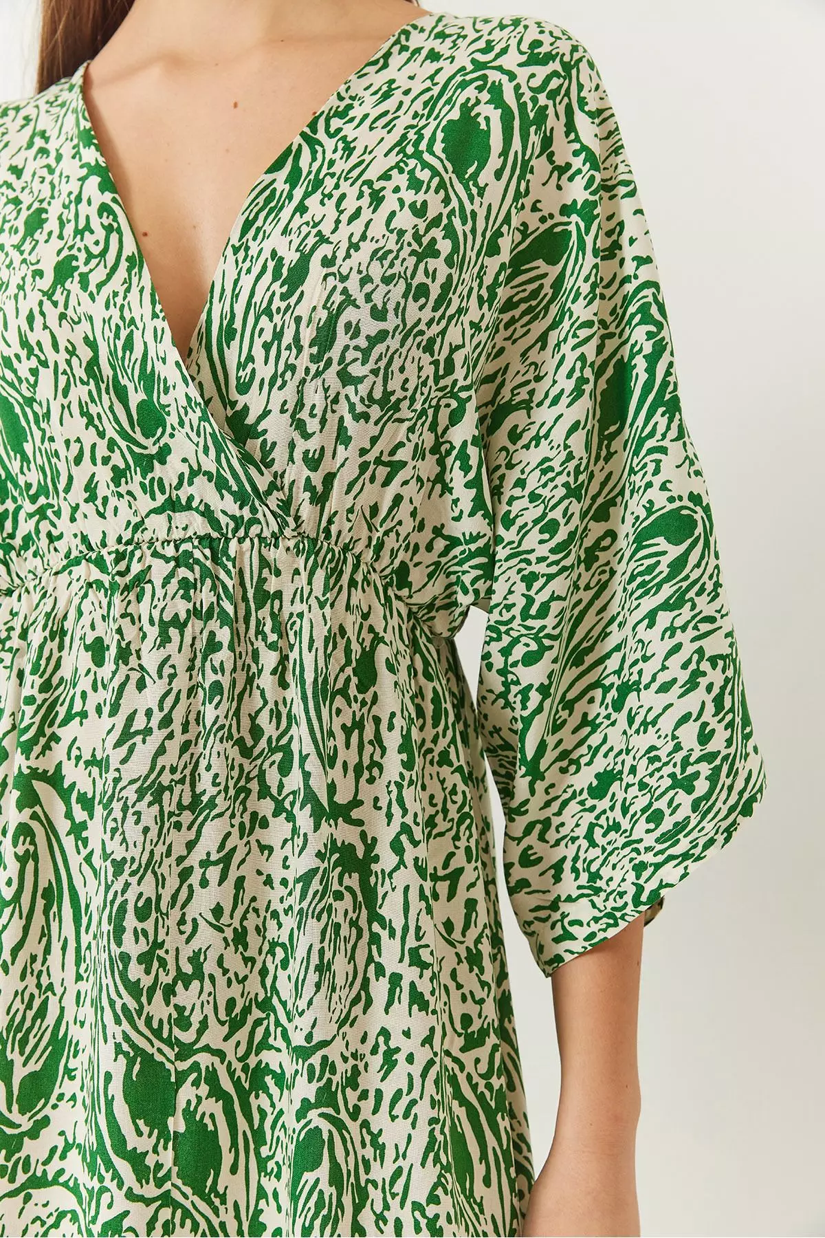 Women's Double Breasted V Neck Front Slit Detail Print Dress 60261411