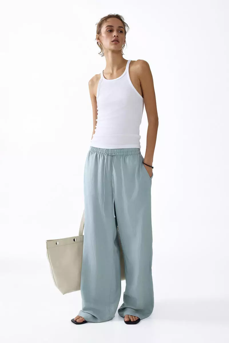 Linen-blend trousers
