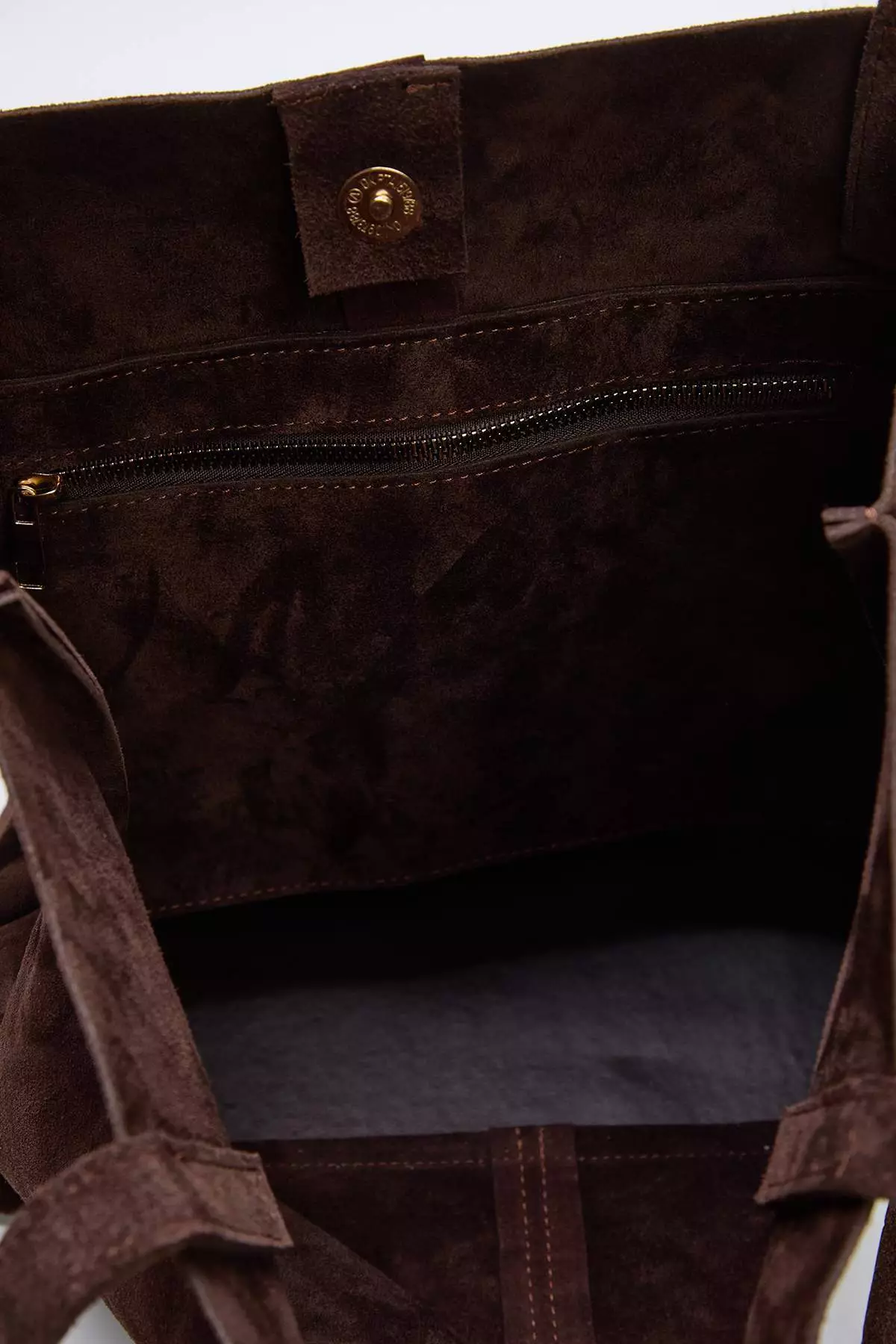 Dark Brown Premium Genuine Leather Suede Women'S Maxi Size Shoulder Bag Takaw26Oc00041