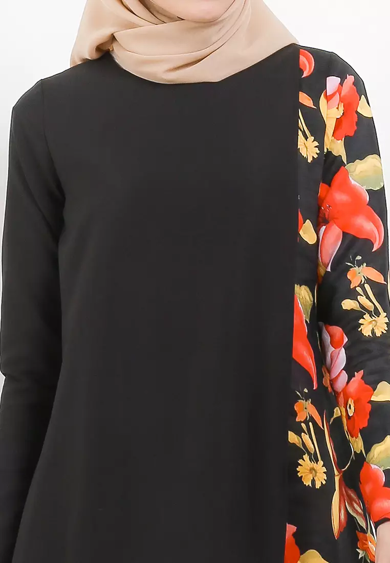 Sumira Dress In Red Black Floral Print