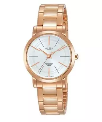 Jam Tangan Wanita Alba Prestige AH8410 AH8410X1 Strap Stainless Steel Rose Gold Color White Dial Rose Gold Color