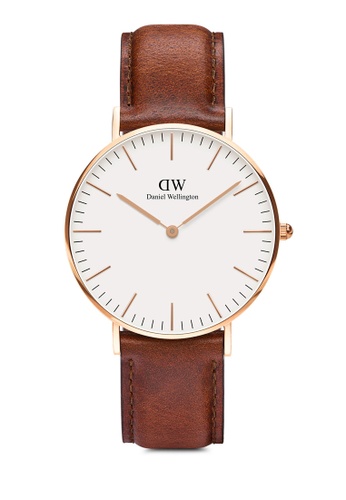Daniel Wellington gold Classic St Mawes White Dial 36mm Men's Stainless Steel Watch with Leather Strap - Rose Gold - Unisex watch - DW watch for women and men - DW OFFICIAL 32FA6AC7FE511CGS_1