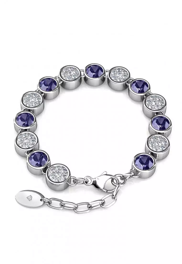 Myriad Birth Stone Bracelet February Amethyst  - Gelang Crystal Swarovski by Her Jewellery