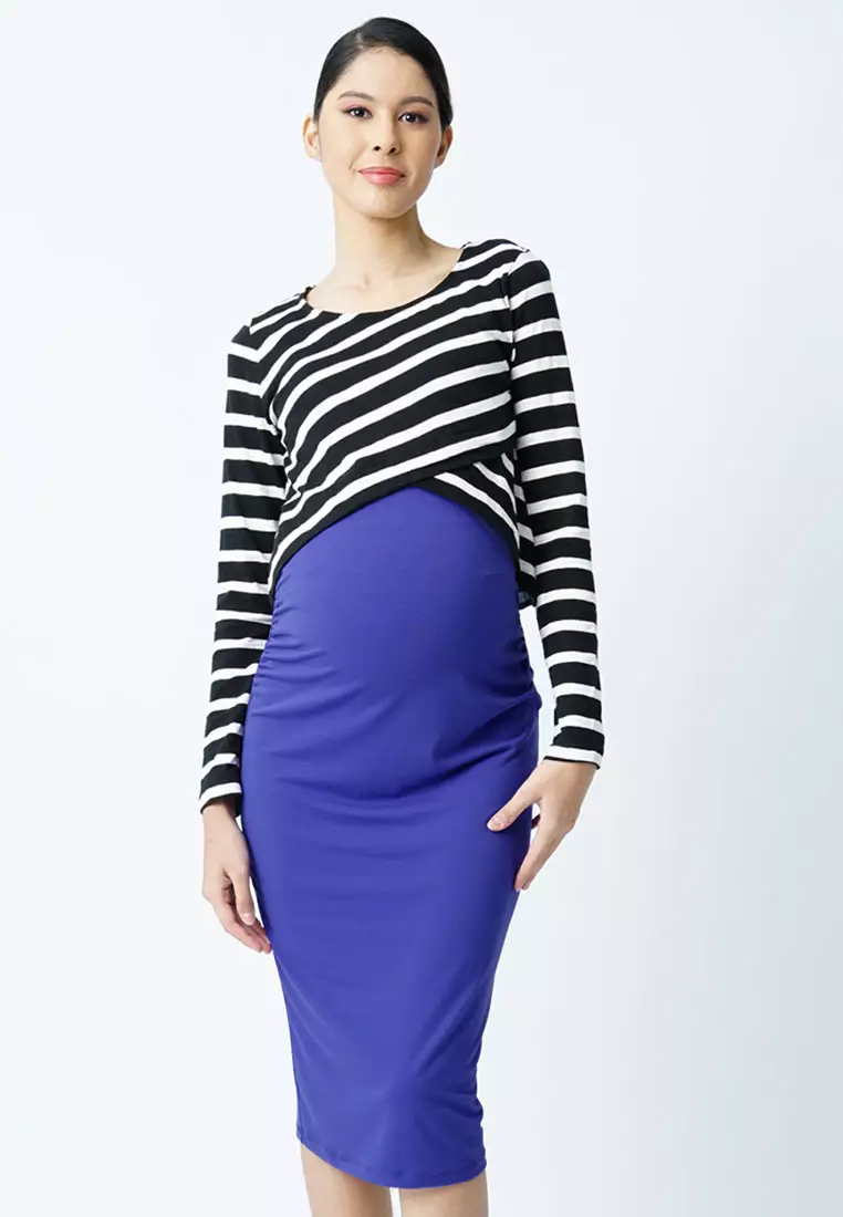 Black Maternity Two Piece Nursing Dress