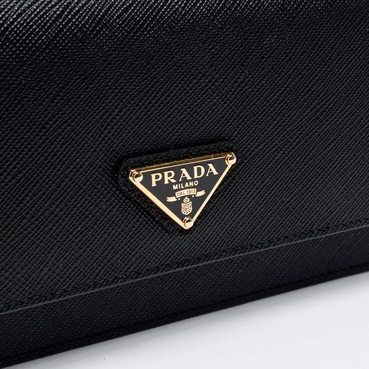Triangle Logo Saffiano Leather Mini Crossbody Bag Black